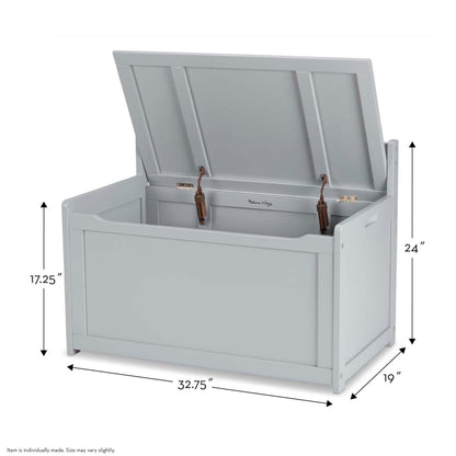 Melissa & Doug Toy Chest, Wooden Toy Storage Box with Safety-Hinged Lid, Kids Toys Storage Organizer for Playroom, Bedroom, & Montessori Classroom Furniture for Boys & Girls Ages 3+, Gray
