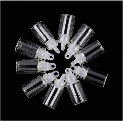 Minsily 100 Pcs 1ml Mini Small Glass Bottles with Plastic Stopper 20m Twines Clear Tiny Jar Small Glass Vials Wishing Bottle Charm Vials Arts Crafts Bottles DIY Decoration Wedding Party Favors Gifts