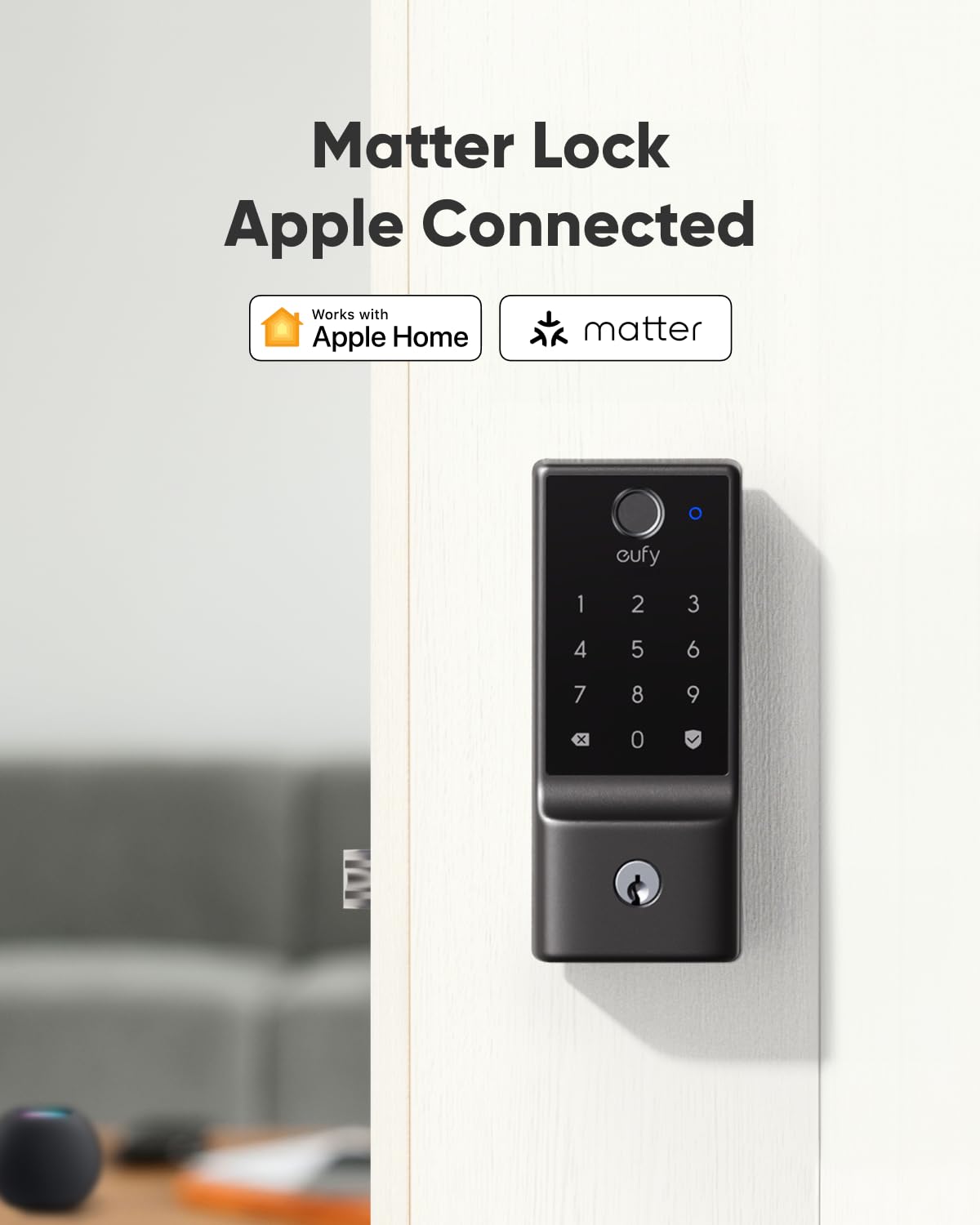 eufy Security Smart Lock C34, Keyless Entry Door Lock with Apple Home Ecosystem, Built-in Wi-Fi Deadbolt for Front Door or Back, Supports Matter, Alexa, Google Home, SmartThings