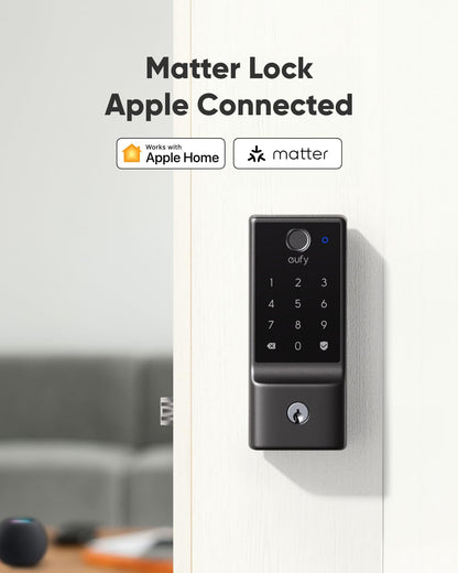 eufy Security Smart Lock C34, Keyless Entry Door Lock with Apple Home Ecosystem, Built-in Wi-Fi Deadbolt for Front Door or Back, Supports Matter, Alexa, Google Home, SmartThings