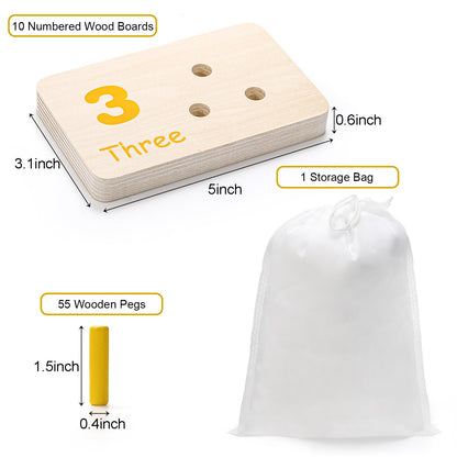 Suwimut Wooden Counting Peg Board, Kindergarten Math Manipulatives Number Counting Toys, Learning Activities Montessori Educational Toys for 3 4 5 Year Old Kids Boys Girls Gifts