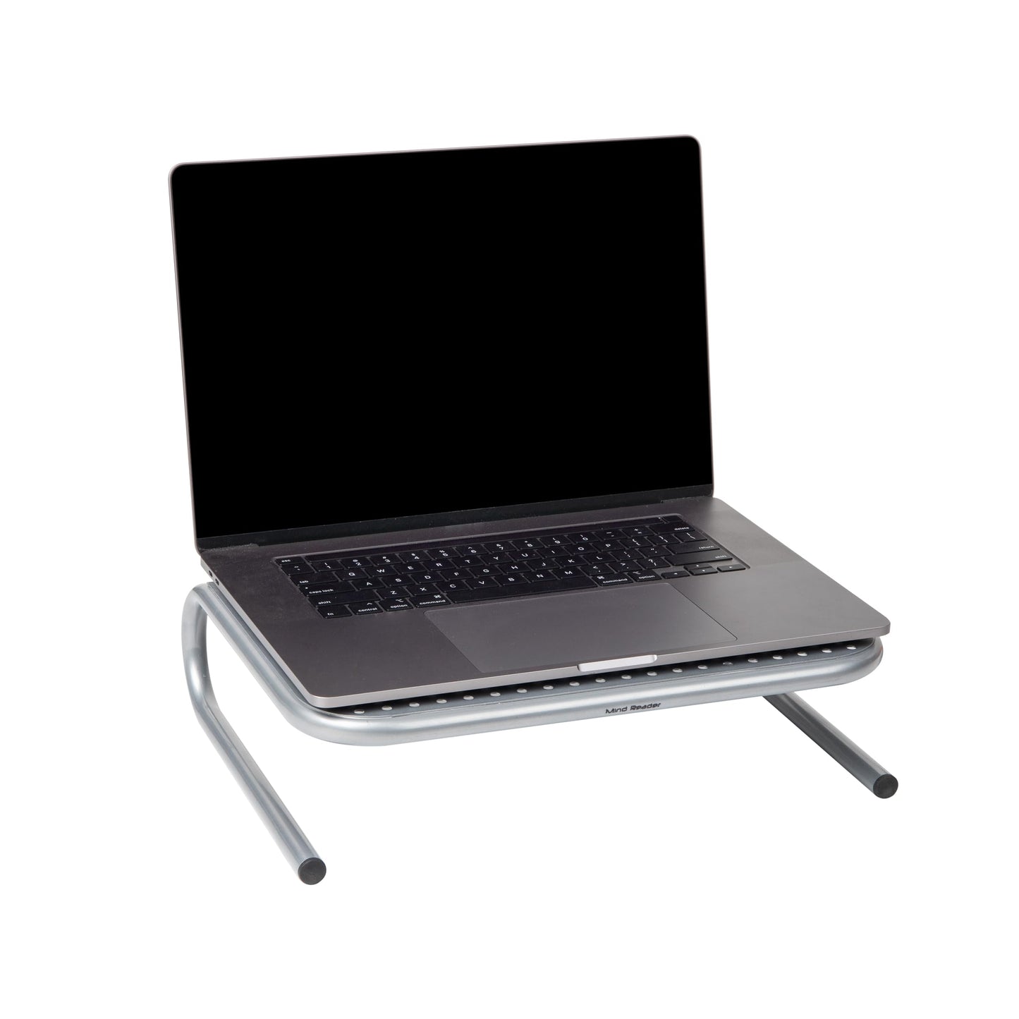 Mind Reader Monitor Stand, Ventilated Laptop Riser, Desktop Organizer, Metal, 14.5"L x 11.25"W x 4.25"H, Set of 2, Silver