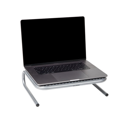 Mind Reader Monitor Stand, Ventilated Laptop Riser, Desktop Organizer, Metal, 14.5"L x 11.25"W x 4.25"H, Set of 2, Silver
