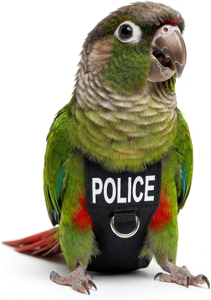 Bird Diaper Flight Suit, Cute Cosplay Parrot Clothes, Easy-to-Wear Washable Nappy, Durable Metal Ring Harness for Cockatiel, Conure, African Grey, Parakeet Outdoor Flying (Without Leash,XXL)