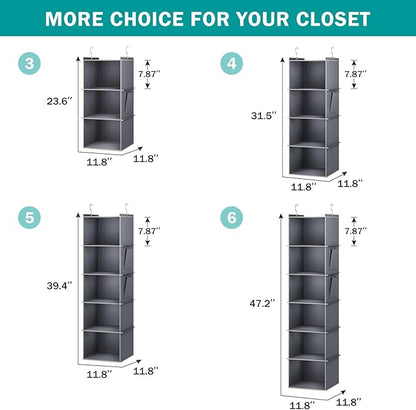 YOUDENOVA Hanging Closet Organizer, 4-Shelf Closet Hanging Storage Shelves