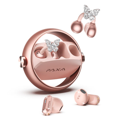 PAXA 3 in 1 Ctbuds Stylish Jewelry-Style Clip on Open Ear Headphones Wireless Earbuds, Instant Earring Mode, Ultra-Long 140H Play, Bluetooth 6.0, All-Day Wear for Work Fitness Daily Use, Rose Gold