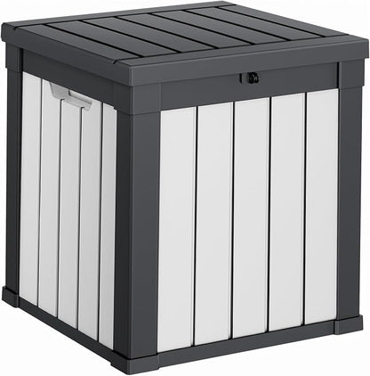 PatioZen 53 Gallon Package Delivery Boxes for Outside, Lokable Secure Resin Package Delivery Box with Lid, Weatherproof and Anti-Theft Storage for Outdoor Front Door,Curbside, House (Black&White)