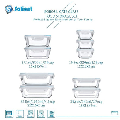 18 Piece Glass Food Storage Containers