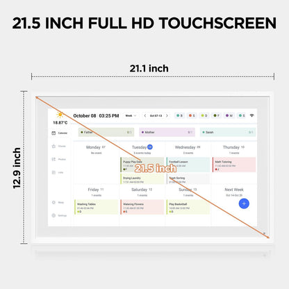21.5 Inch Smart Digital Calendar, Wall Electronic Calendar, 1920 * 1080 IPS Full HD Touch Screen Display for Family Meal Planner Support - Streamline Household Organization, Gifts for Women, Mom