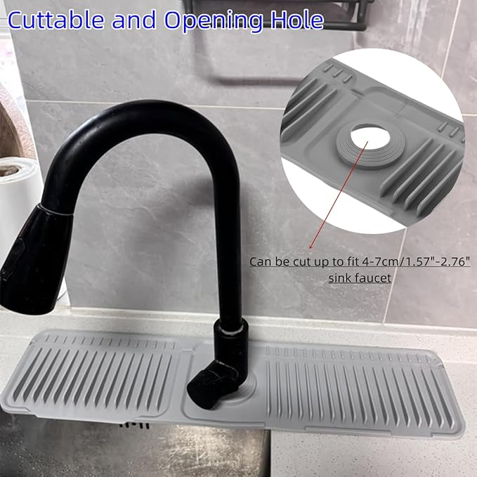 dophee Faucet Mat for Kitchen Sink, Dark Grey