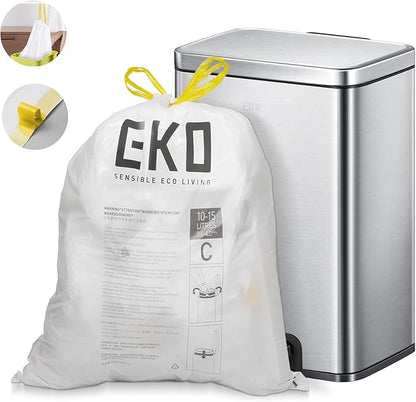 EKO 4 Gallon / 10-15 Liter, Extra-Strong Unscented Garbage Bags, Easy-Dispense