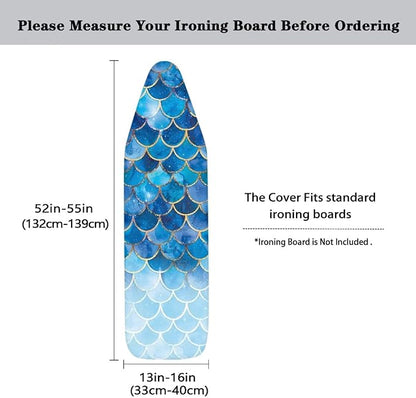 Blue Mermaid Ironing Board Cover and Pad 15x54 Inch