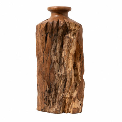 Vitex Pubescens Vahl Wooden Vase, Handcrafted from a Single Block of Natural Wood, Unique Decorative Vase, 11.8" H x 5"x6.5" D