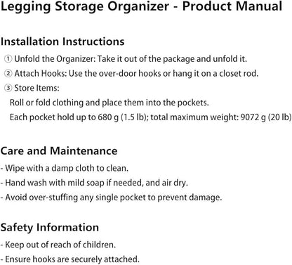 Lirex Hanging Yoga Legging Storage Organizer