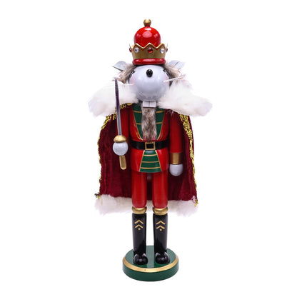Tngan 11" Wooden Mouse King Nutcracker, Festive Christmas Decoration, Handcrafted Mouse Themed Nutcracker Collectible Christmas Decor for Tabletop, Shelves, and Fireplace Mantel