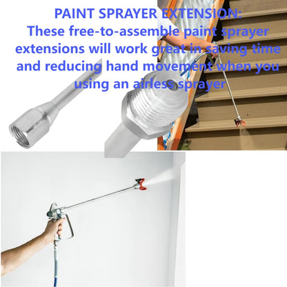 3 Packs Airless Paint Sprayer Extension Wands (8/12/15 inch) with Red Guard | Universal Fit for Graco, Wagner & Titan Sprayers | Durable Multi-Size Painting Pole Kit