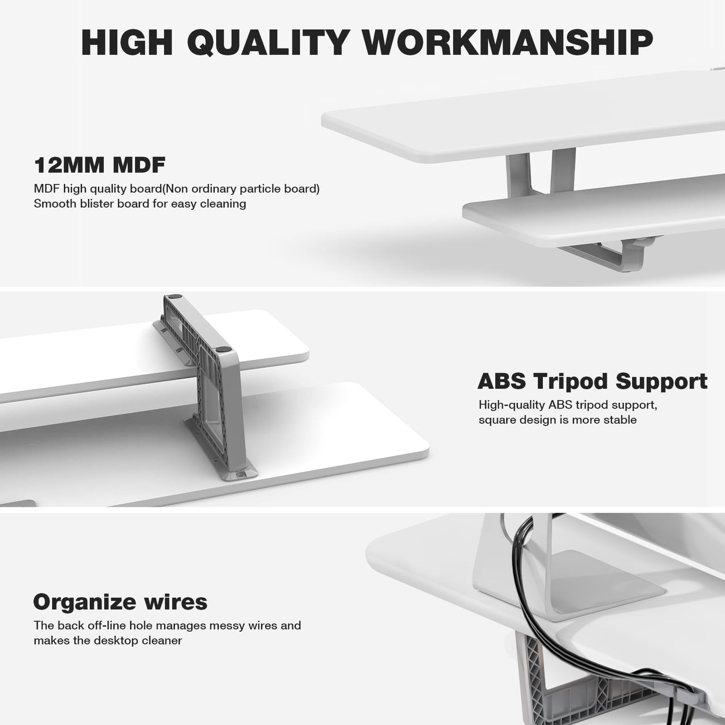 ECO-WILL Dual Monitor Stand, 2-Tier Wood Monitor Riser with Storage Organizer and Cable Management, White