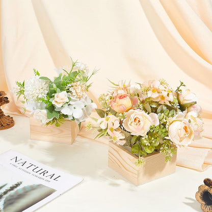 AHANDMAKER 12 Pack Unfinished Wooden Boxes Rustic Natural Wooden Crates with Foam Inserts for Floral Arrangement Home Decor Wedding Centerpieces Christmas Party Craft 4x4x2.3 Inch