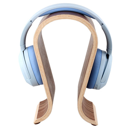 QWORK Wood Headphone Stand - Headset Holder, Arch Bridge Design - Universal Compatibility, Ear Headphones Hanger Holder, Stylish Desk Headset Holder for Headphones, Cables, Game Pads, QS32269