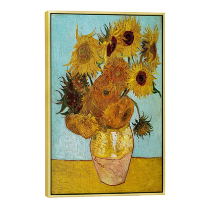 Wieco Art Framed Wall Art Canvas Prints of Sunflower by Vincent Van Gogh Paintings Reproduction Abstract Wall Decorations for Living Room Golden Frame