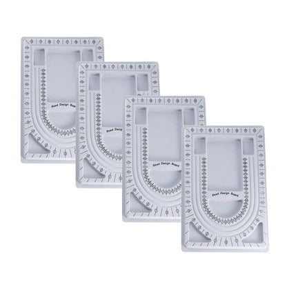 MIAO YUAN 4PCS DIY Hand String Necklace Design Plates Beaded Measuring Tray for Jewelry Making, Size Measuring Panel Flocking Jewelry Finishing Tray