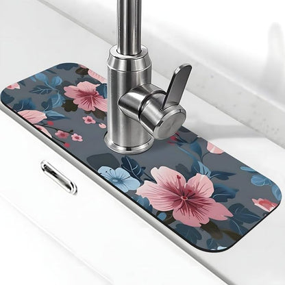 Women Girls Flower Kitchen sink faucet pad, strong water absorption, anti slip