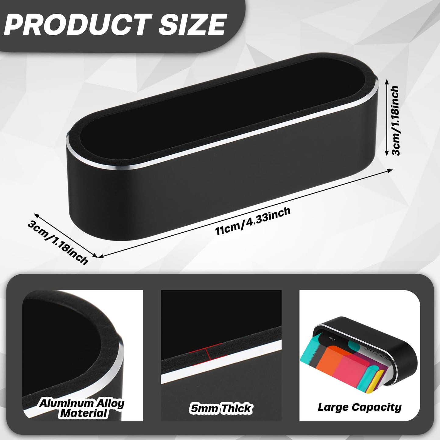 Gilprop 2 Pack Aluminum Business Card Holder Metal Name Card Display Stand Organizer for Desk Man Office Home(Black)