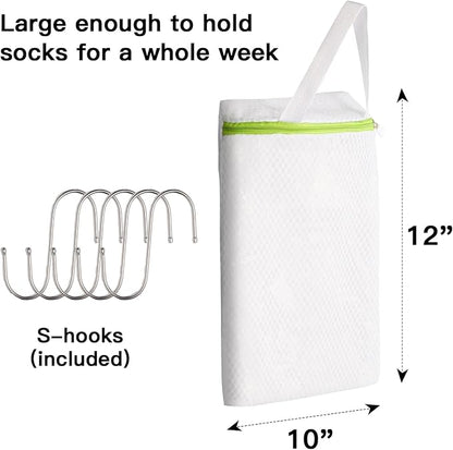 5-Pack Sock Laundry Bags with Metal Hooks, 10x12 Inch Mesh Washing Machine Bags