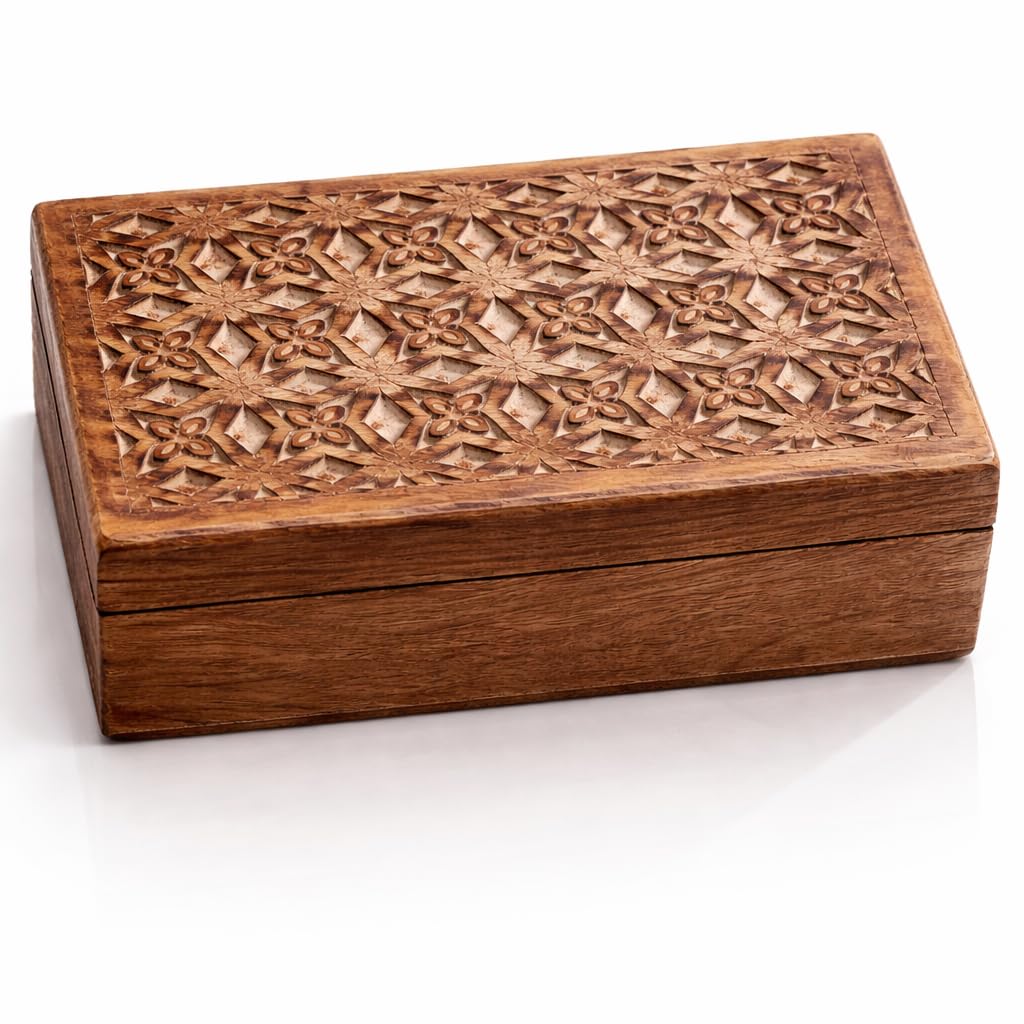 Great Birthday Gift Ideas Handmade Decorative Wooden Jewelry Box Jewelry Organizer Keepsake Box Treasure Chest Trinket Holder Watch Box Storage Box Housewarming Gifts Women