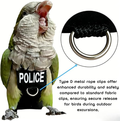 Bird Diaper Flight Suit, Cute Cosplay Parrot Clothes, Easy-to-Wear Washable Nappy, Durable Metal Ring Harness for Cockatiel, Conure, African Grey, Parakeet Outdoor Flying (with Leash,S)