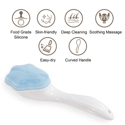 2 Pack Silicone Face Scrubber Exfoliating Brush, Manual Handheld Facial Cleansing Brush Blackhead Scrubber, Soft Bristles Waterproof for Face Skincare (Round-Pink)