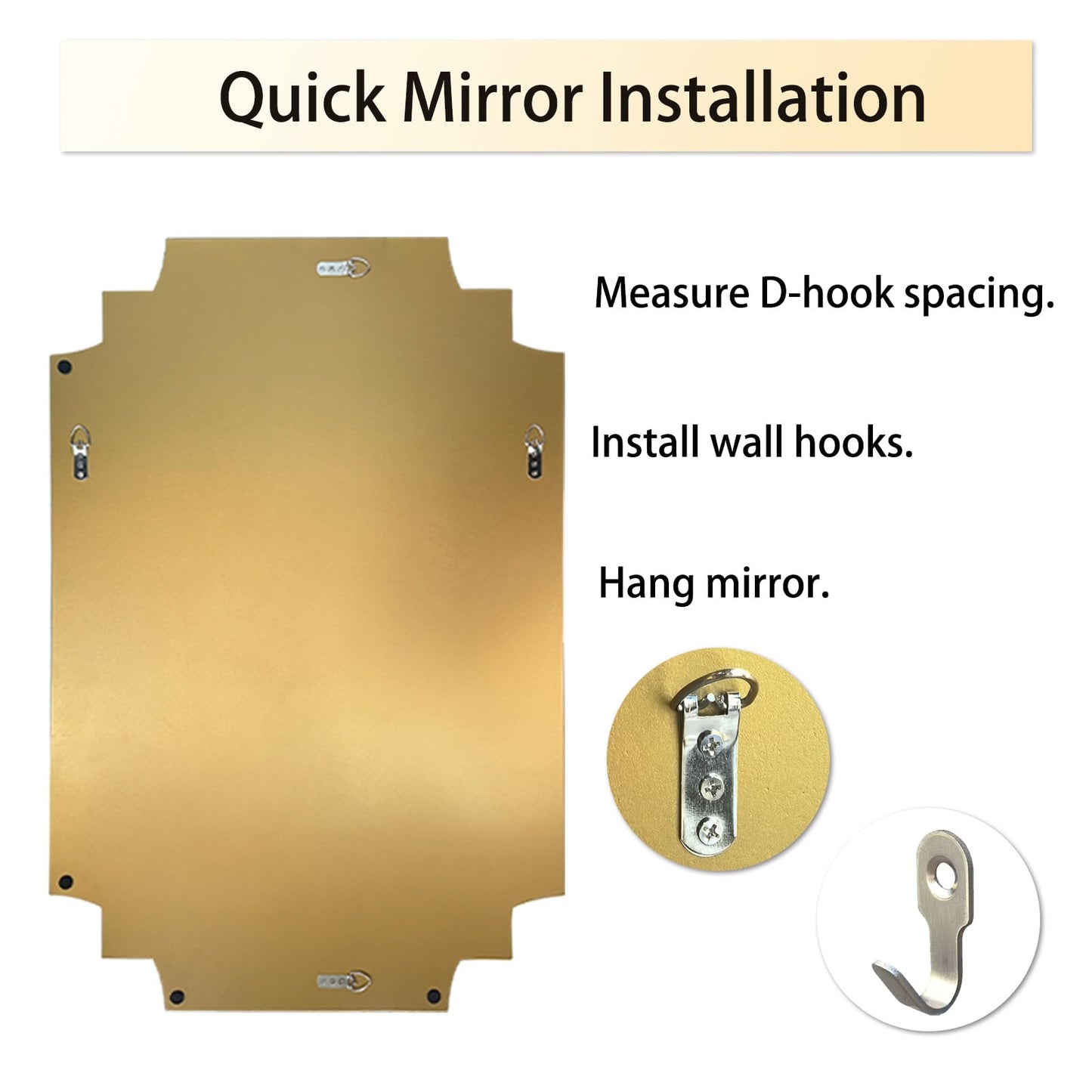 HQiJun 30x20 Inch Gold Bathroom Mirror, Wooden Frame with Scalloped Polished Beveled Glass, Modern Art Wall Decor for Vanity, Irregular Rectangle Mirror for Bedroom, Living Room, Fireplace & Entryway