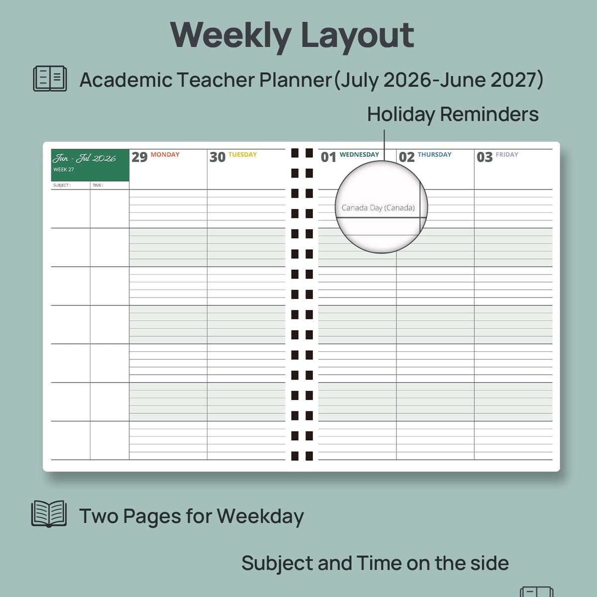 POPRUN Teacher Planner 2026-2027, 8.5" x 11", Academic Lesson Plan Book for Teachers (July 26-June 27) Weekly and Monthly with Gradebook, 2-Sided Pocket, Flexible PP Cover for Classroom, Beige