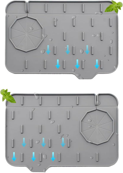 2 Pieces Kitchen Sink Splash Guard 8.3" Mini Sink Faucet Mat Faucet Handle Drip