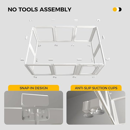 23.6“H 2PCS Extension Kit - Door+Panel, T-Buckles for Compartment, Expandable Clear Dog Play Pen Acrylic Dog Playpen Indoor,for Puppy Cat Bunny Small & Medium Dogs (White, 23.6" H, 2PCS)