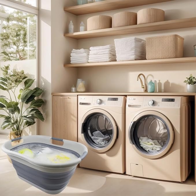 SAMMART 40L Collapsible Plastic Laundry Basket