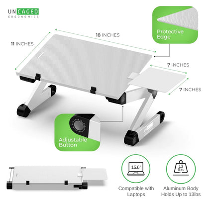 Uncaged Ergonomics Adjustable Keyboard Tray, Silver, Keyboard Tray, Ergonomic, Wrist Support, Portable, Universal, Aluminum