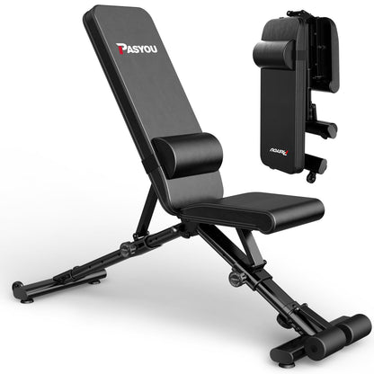 PASYOU Adjustable Weight Bench Full Body Workout Multi-Purpose Foldable Incline Decline Exercise Workout Bench for Home Gym