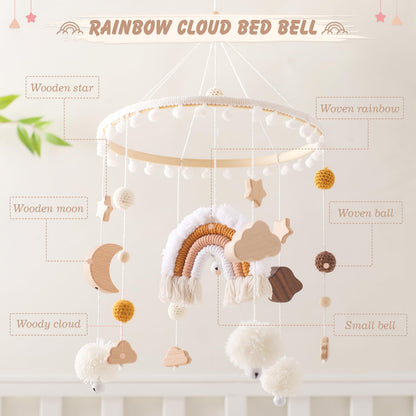 let's make Baby Crib Mobile for Boys Girls Rainbow Nursery Mobile Gender Neutral Hand-Crocheted Mobile Ceiling Mobile - Rainbow, Clouds, Moon