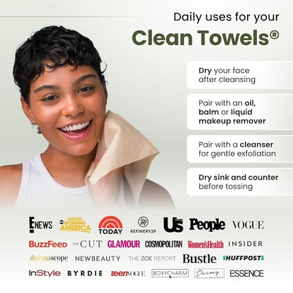 Clean Skin Club Bamboo Viscose Clean Towels® XL 100% USDA Biobased Face Towel