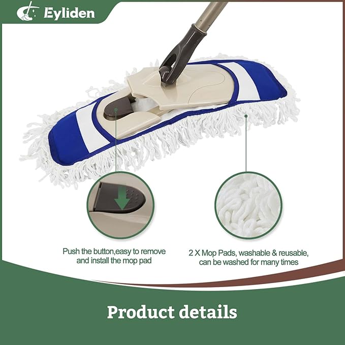 Eyliden Dust Mop with Reusable Washable Pads