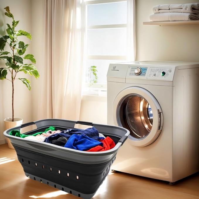 SAMMART 42L Collapsible Plastic Laundry Basket
