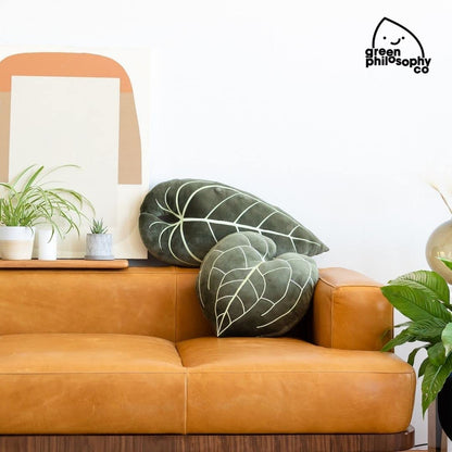 Green Philosophy Co. Monstera Leaf Pillow - Mossy Earth - Large Soft Plant-Shaped Plush Cushion for Couch, Bed, or Reading Nook - Cute & Unique Nature-Inspired Decor Super Soft & Cuddly Throw Pillow