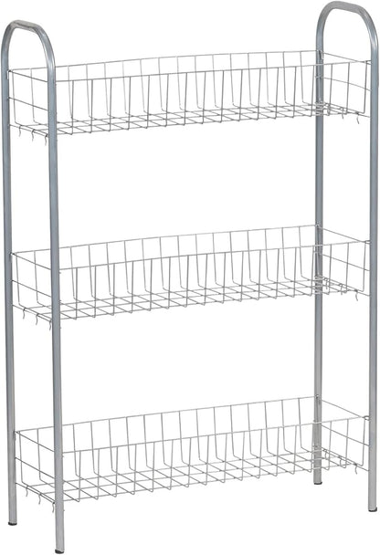 Household Essentials Slim Storage Cart, 3 Shelf Storage Cart with Wheels, Perfect for Laundry Rooms, Bathrooms, Pantries, Kitchens and More