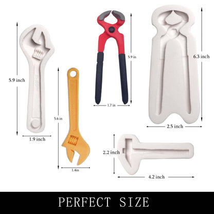 Hand Tools Chocolate Silicone Molds, 3 Packs Large Hammer Wrenches Pliers Construction Tools Baking Molds, 3D Fondant Molds for Cake Decoration Candy Sugar Craft Gum Paste Clay