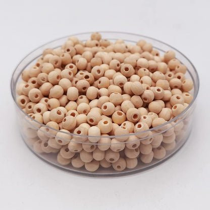 INSPIRELLE 4500pcs 6mm Natural Wood Beads Unfinished Round Wooden Loose Beads Wood Spacer Beads with 10M Jute Twine for Craft Making Home Decoration