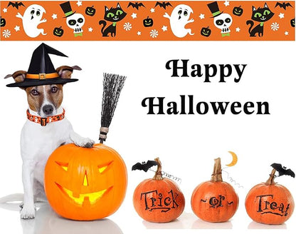 Mihqy Halloween Dog Collar - Pumpkin Bat Ghost Pattern - Adjustable for Small Medium Large Dogs(Halloween,XS)