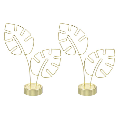 PATIKIL Monstera Memo Clip, 2 Pcs Table Card Holder Message Note Cards Display Photo Display Stand for Memo Paper Photo Wedding Desk Office Home Store Supplies, Gold Tone