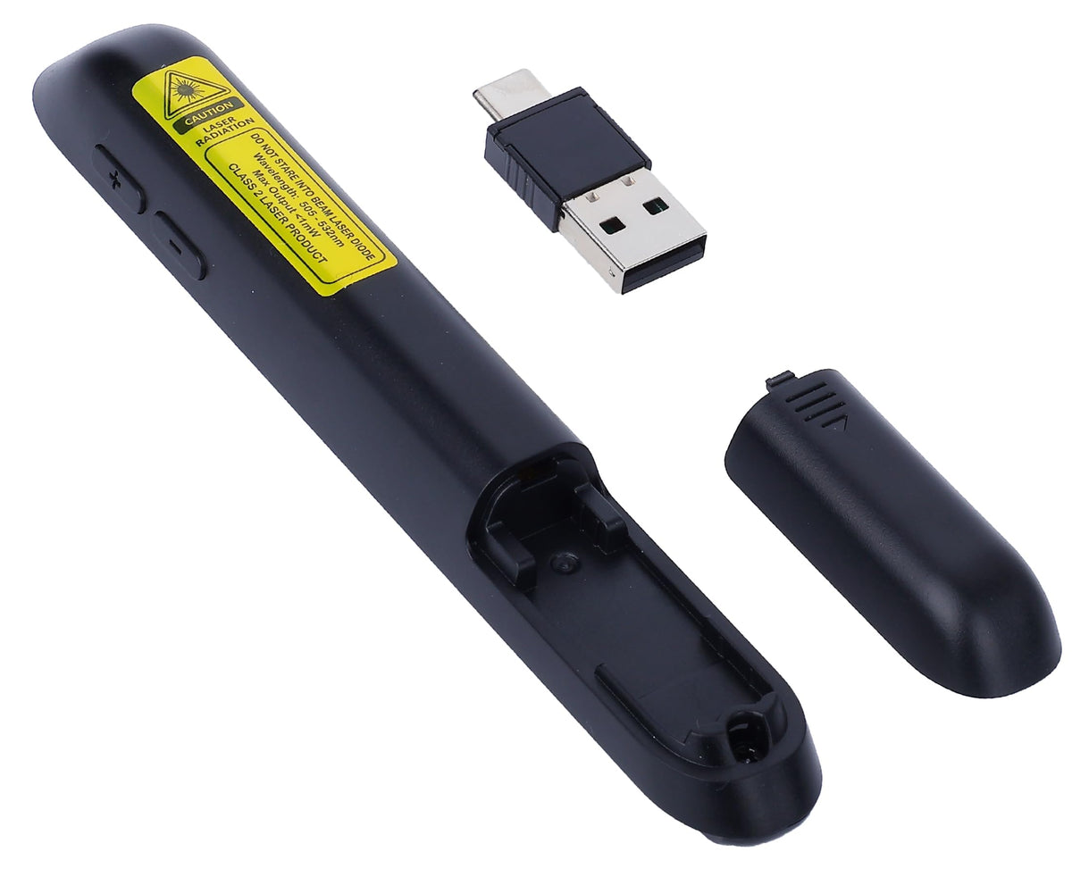 TITIANCOOL Wireless Presenter Remote with Green Light, Rechargeable PowerPoint Clicker for Mac Windows PC, 2.4GHz USB & Bluetooth, 656ft Range
