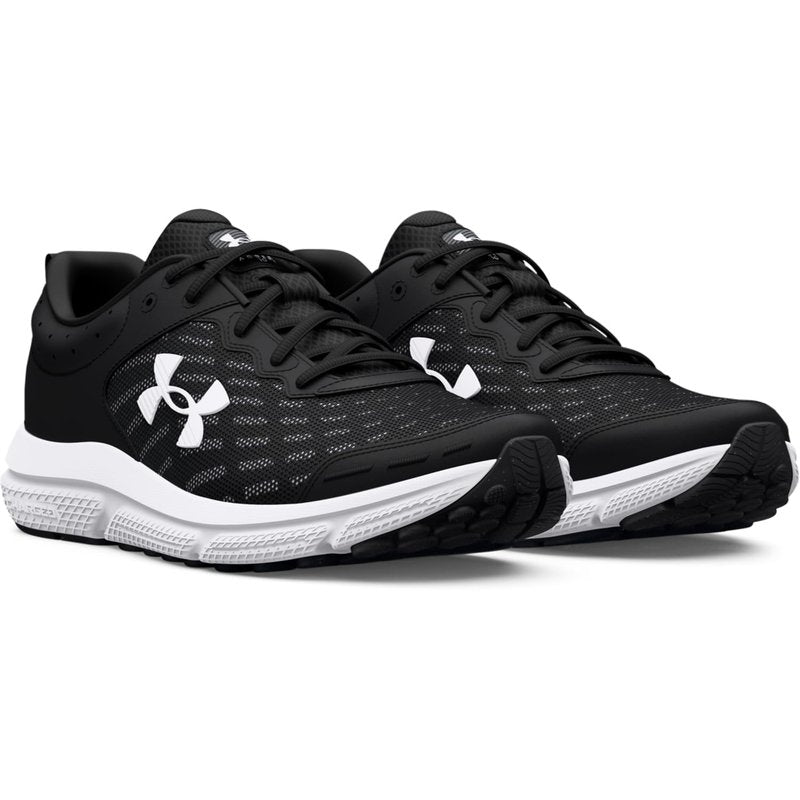Under Armour Men's Charged Assert 10 Running Shoe, (001) Black/Black/White, 14 XX-Wide
